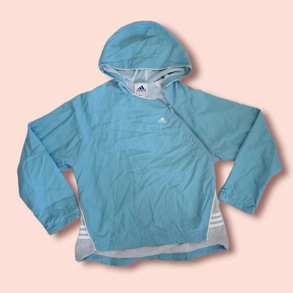 Vintage Adidas | Sky Blue Pull-over Hoodie Windbreaker Jacket Women's M - Picture 1 of 12